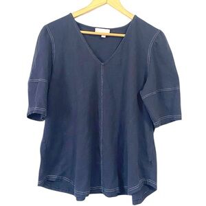 Weekend Suzanne Betro Blue Short Sleeve neck Women's Top shirt 2X